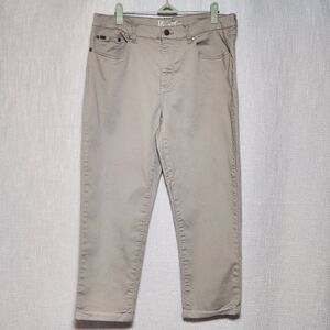 DG2 Diane Gilman Tan Capri Pants 5-pocket Design 14P Women Travel Beach Vacation
